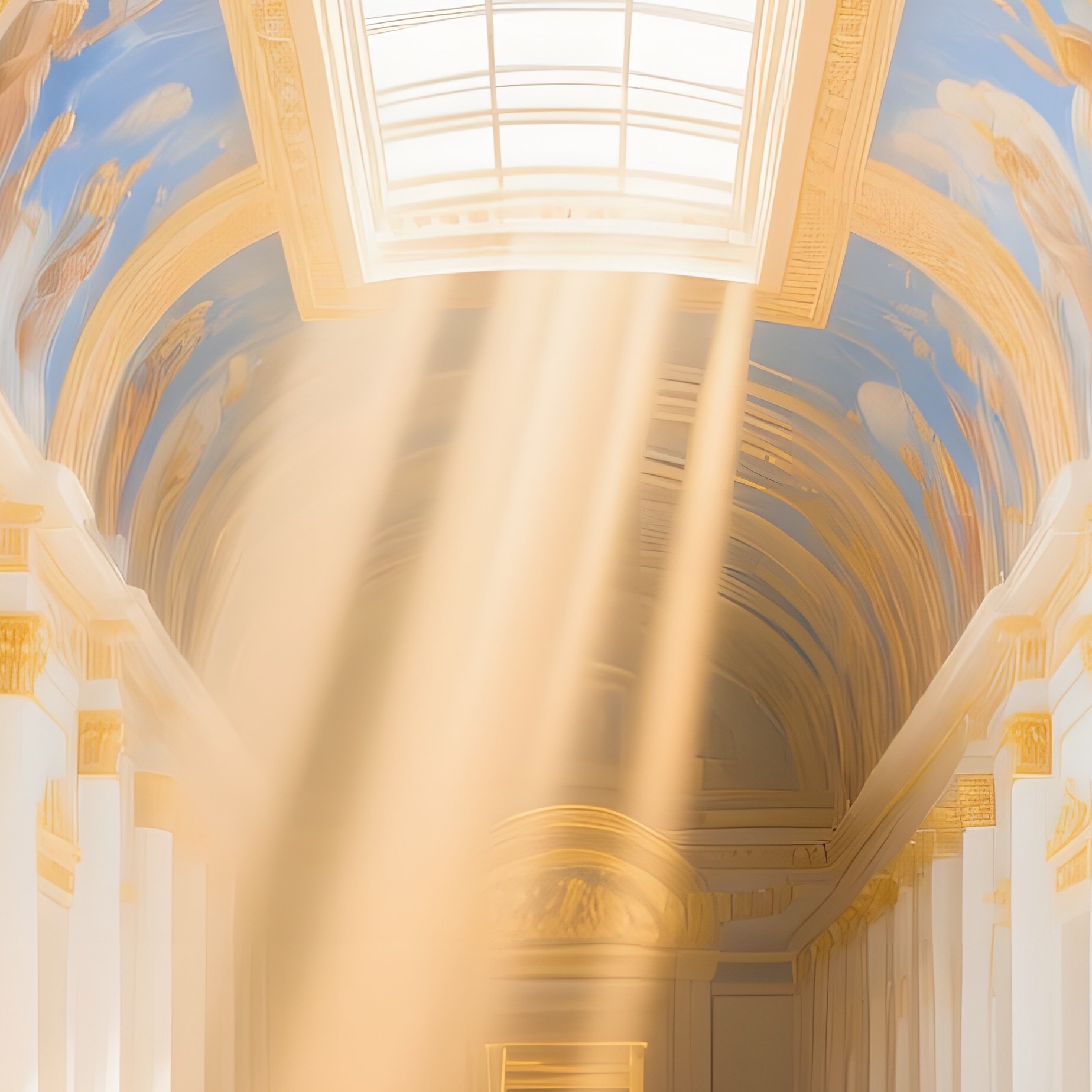 Opulent Hallway With Heavenly Fresco And Sunlight - Full Resolution Quality Preview