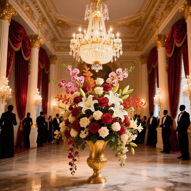 Opulent Palace Ballroom Chandelier With Gilded Roses