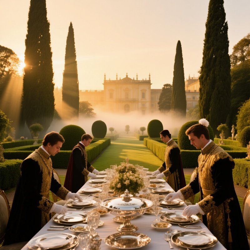 Opulent Palace Garden At Sunrise