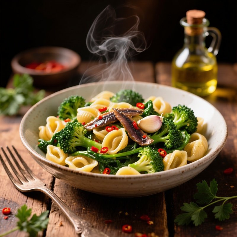 Orecchiette Con Cime Di Rapa Ear Shaped Pasta Broccoli Rabe Garlic Anchovies Chili