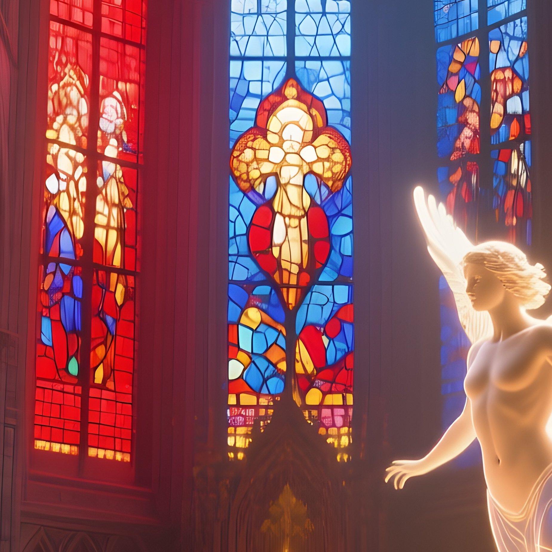 Ornate Cathedral Nave With Nude Angelic Figure - Full Resolution Quality Preview