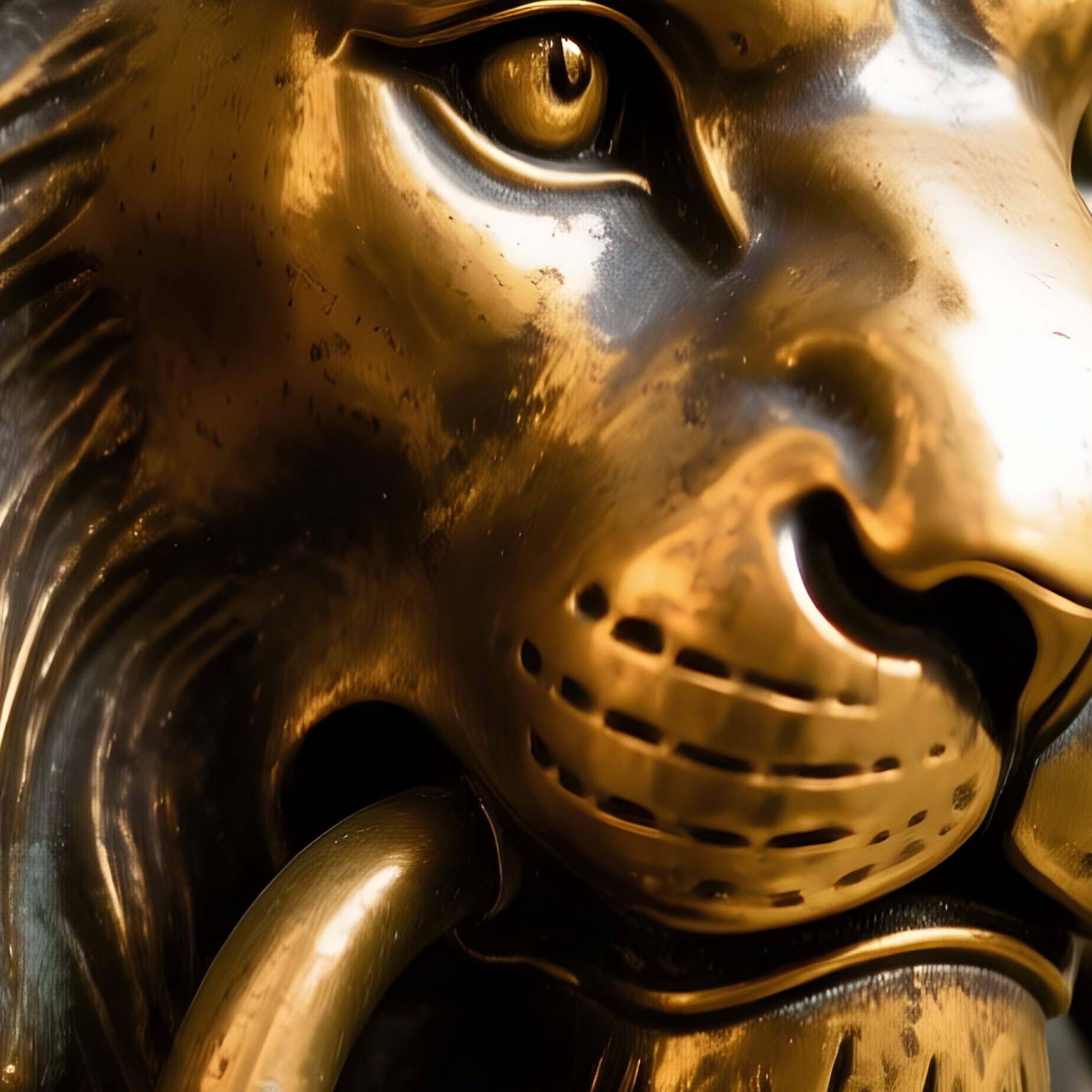 Ornate Lion Head Brass Door Knocker - Full Resolution Quality Preview
