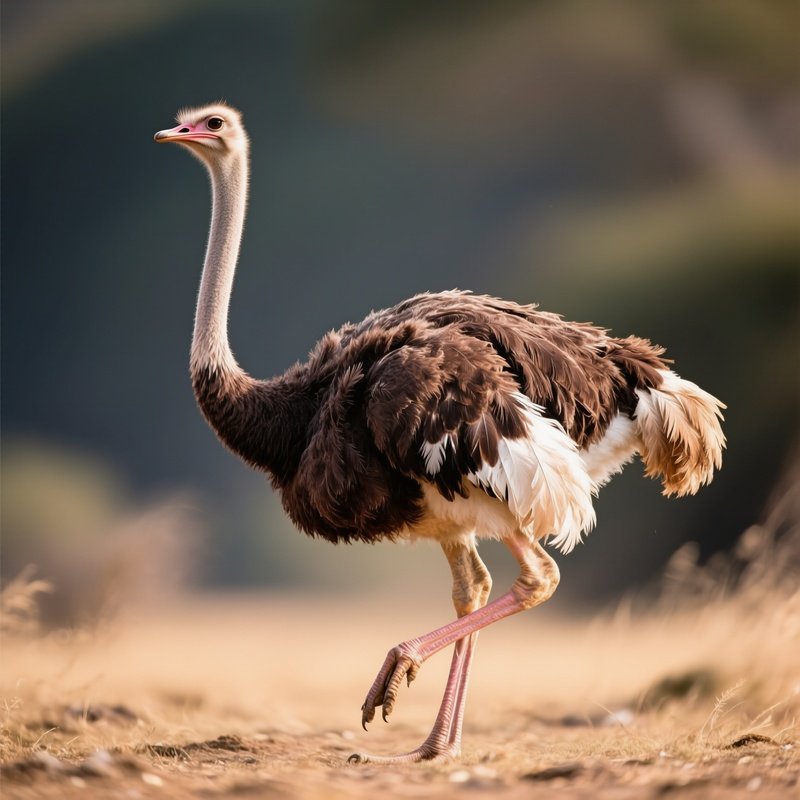 Ostrich Balancing On One Foot