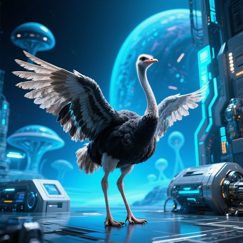Ostrich-Calling-Out-Wings-Open-Science-Fiction