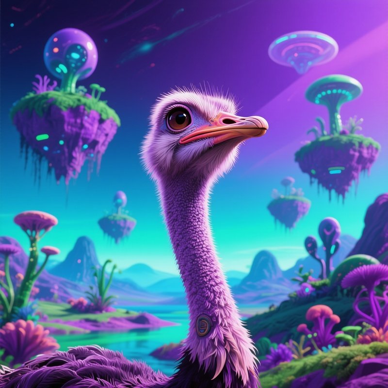 Ostrich Head Tilted Curious Artistic Science Fiction