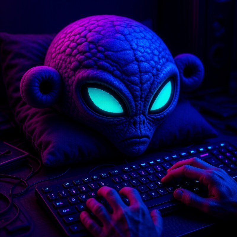 Ostrich Pillow Alien Helmet Keyboard Nap