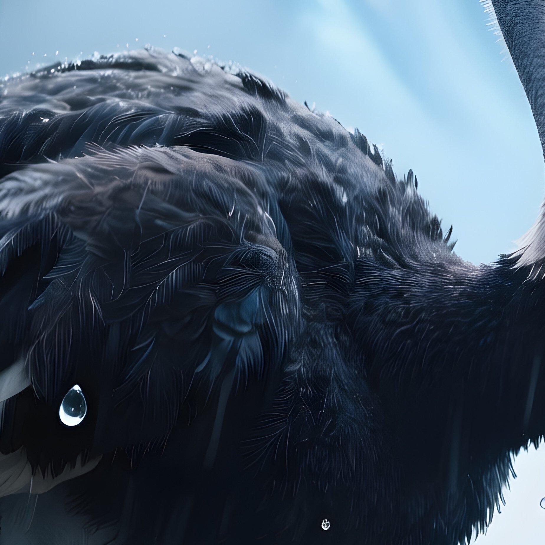 Ostrich Shaking Off Raindrops Morning Mist Fictional - Full Resolution Quality Preview