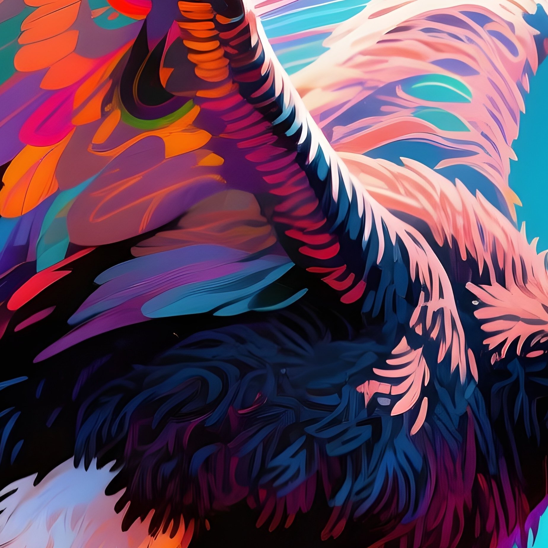 Ostrich Stretching Wings After Flight Digital Art - Full Resolution Quality Preview