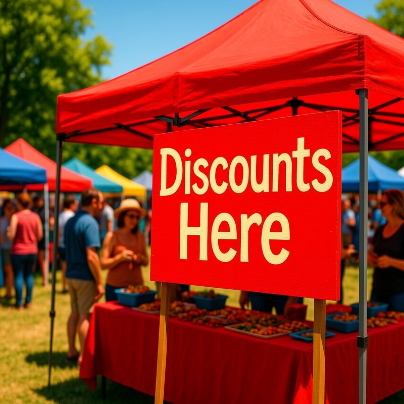 Outdoor Fair Booth Discounts Here Sign