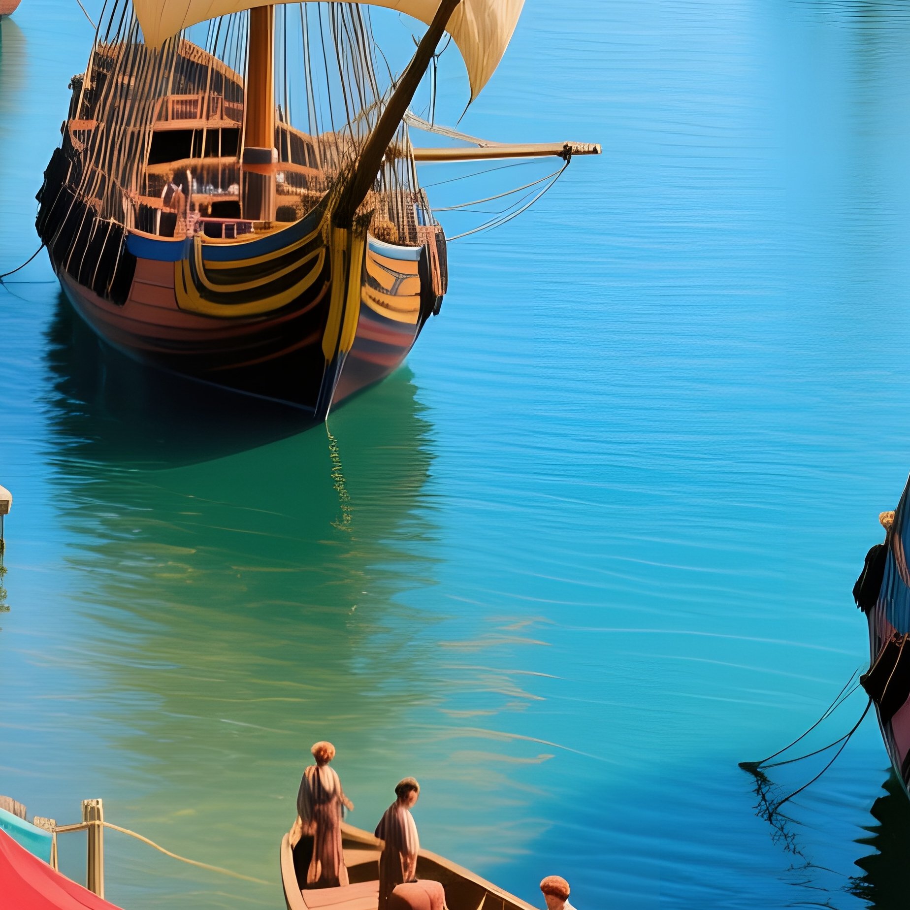 Overhead Drone View Of 18Th Century Pirate Port - Full Resolution Quality Preview