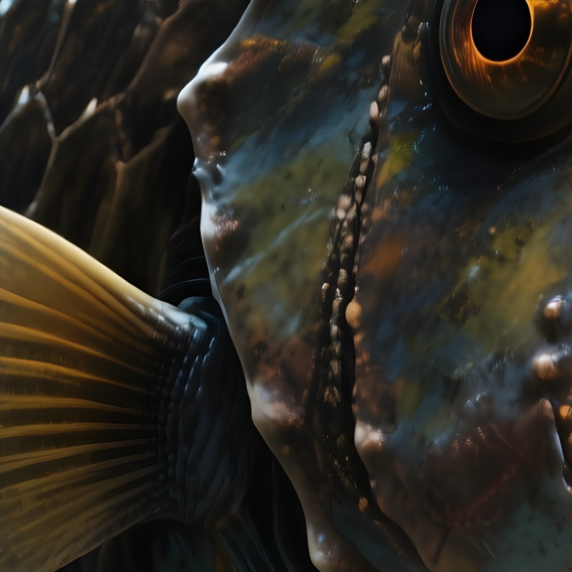 Pacific Footballfish – Round Armored Body With Glowing Lure And Rough Texture. - Full Resolution Quality Preview