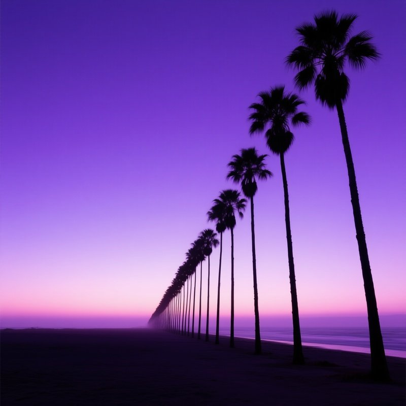 Palm Trees At Dusk California Twilight