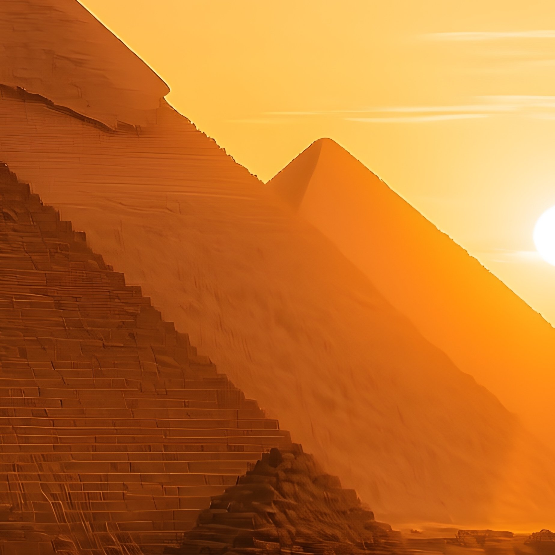 Panoramic View Giza Sunset Shadows Pyramids - Full Resolution Quality Preview