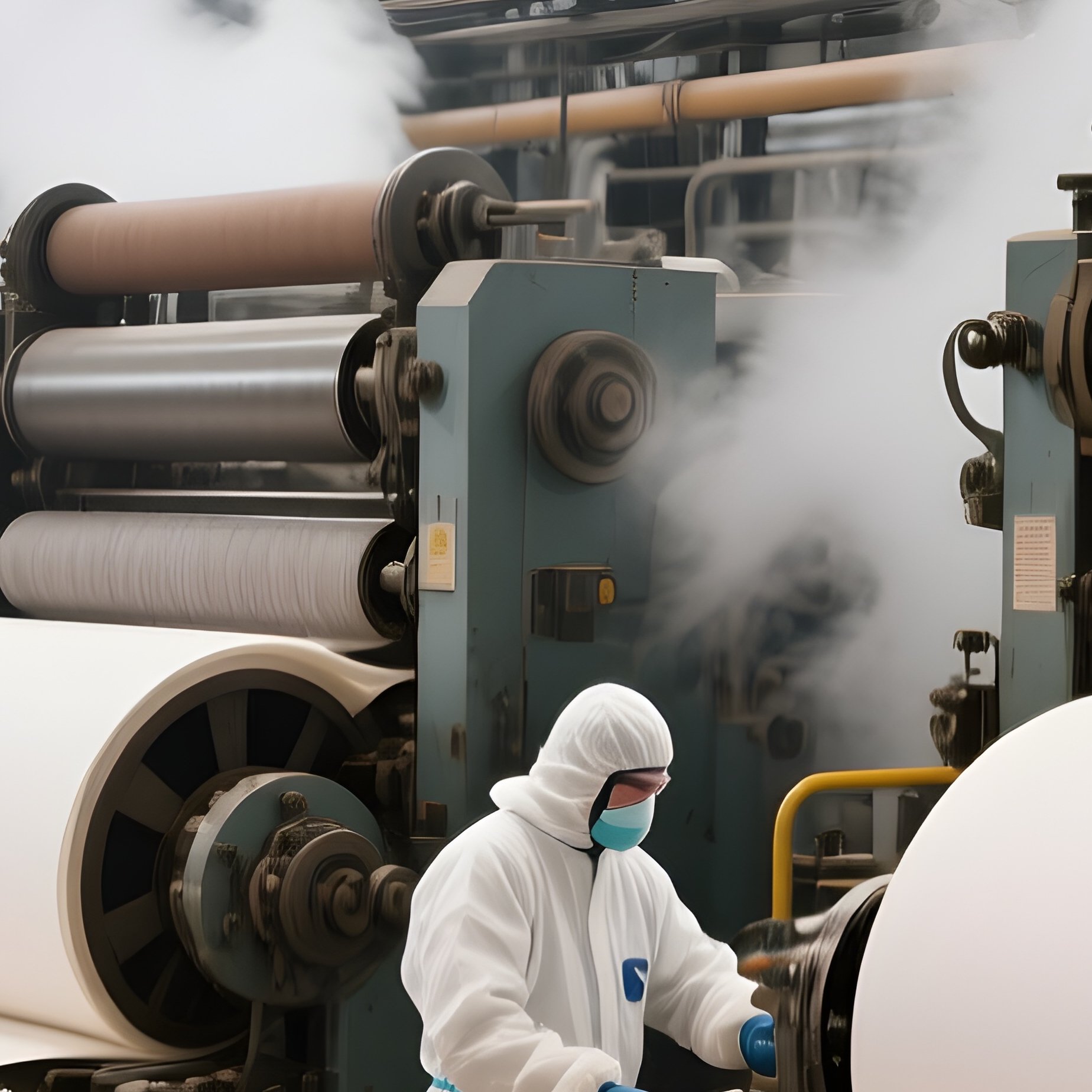 Paper Mill Large Vats Of Pulp Being Pressed Into Sheets Of Paper - Full Resolution Quality Preview