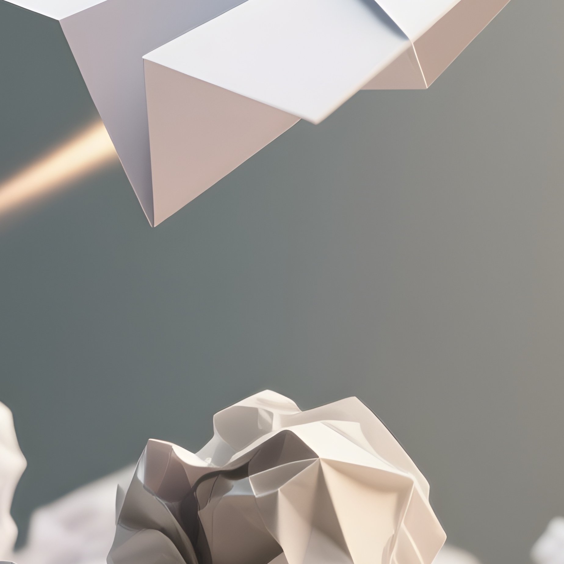 Paper Plane: A Single Paper Airplane Flying Straight And High Above A Chaotic Pile Of Crumpled Paper Balls, Symbolizing The One Idea That Works. - Full Resolution Quality Preview