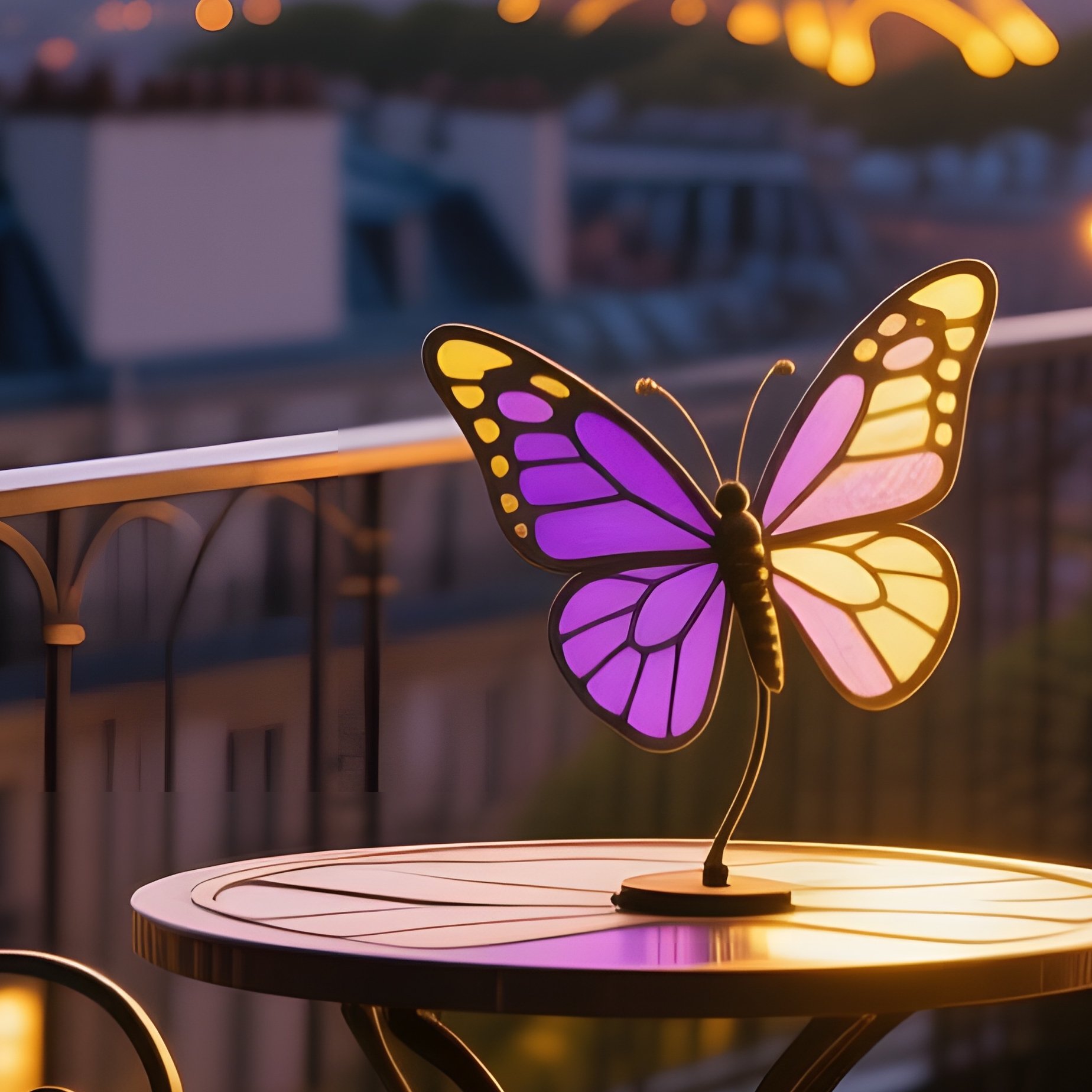 Paris Rooftop Twilight Butterfly Sculptures - Full Resolution Quality Preview