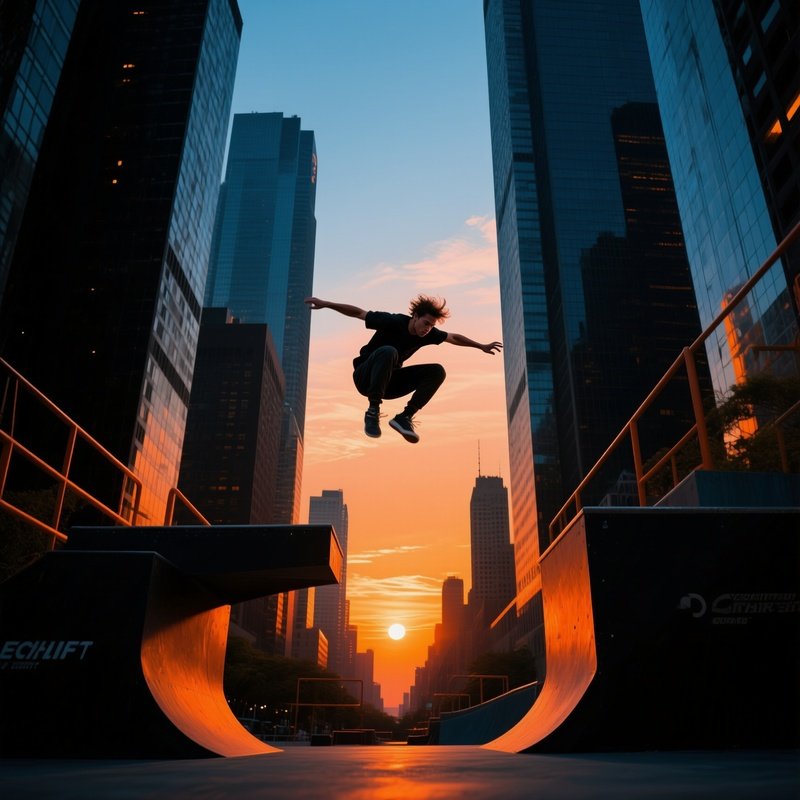 Parkour Leap At Sunset