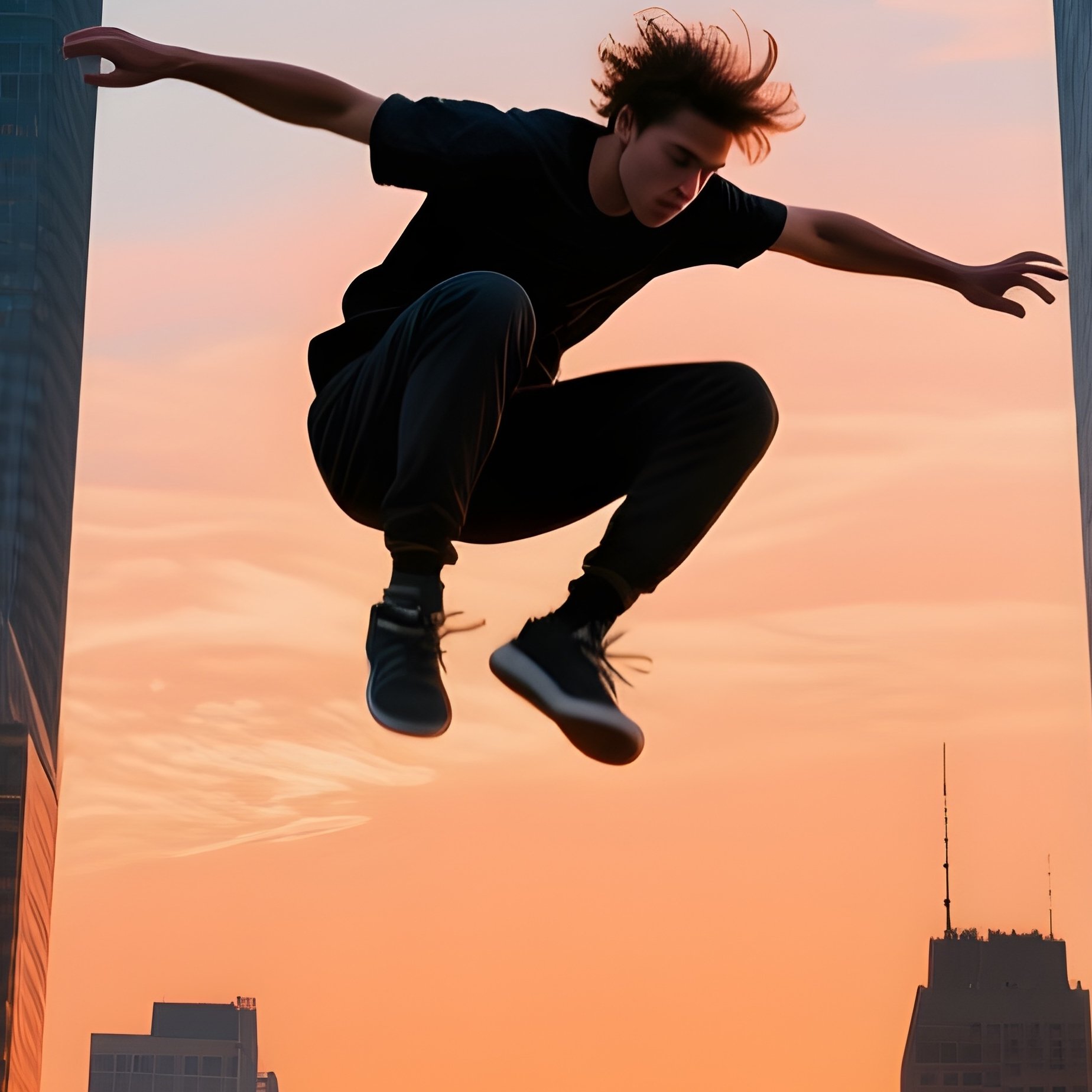 Parkour Leap At Sunset - Full Resolution Quality Preview