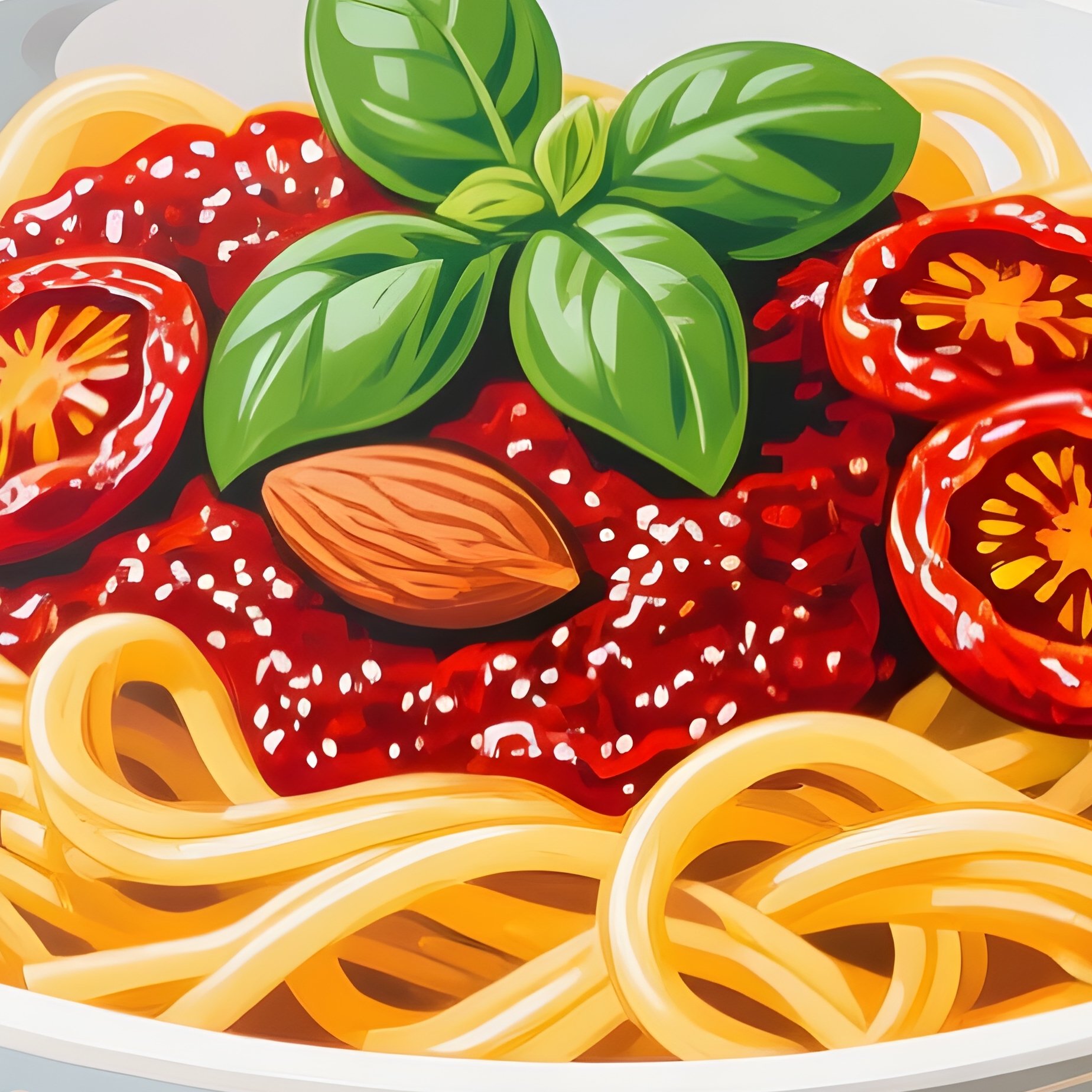 Pasta Al Pesto Rosso With Sun Dried Tomatoes Almonds Garlic Basil Olive Oil And Cheese As A Cultural Phrase - Full Resolution Quality Preview