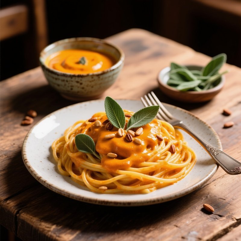 Pasta Con Crema Di Zucca Featuring Pasta Tossed In Smooth Pumpkin Cream And Sage