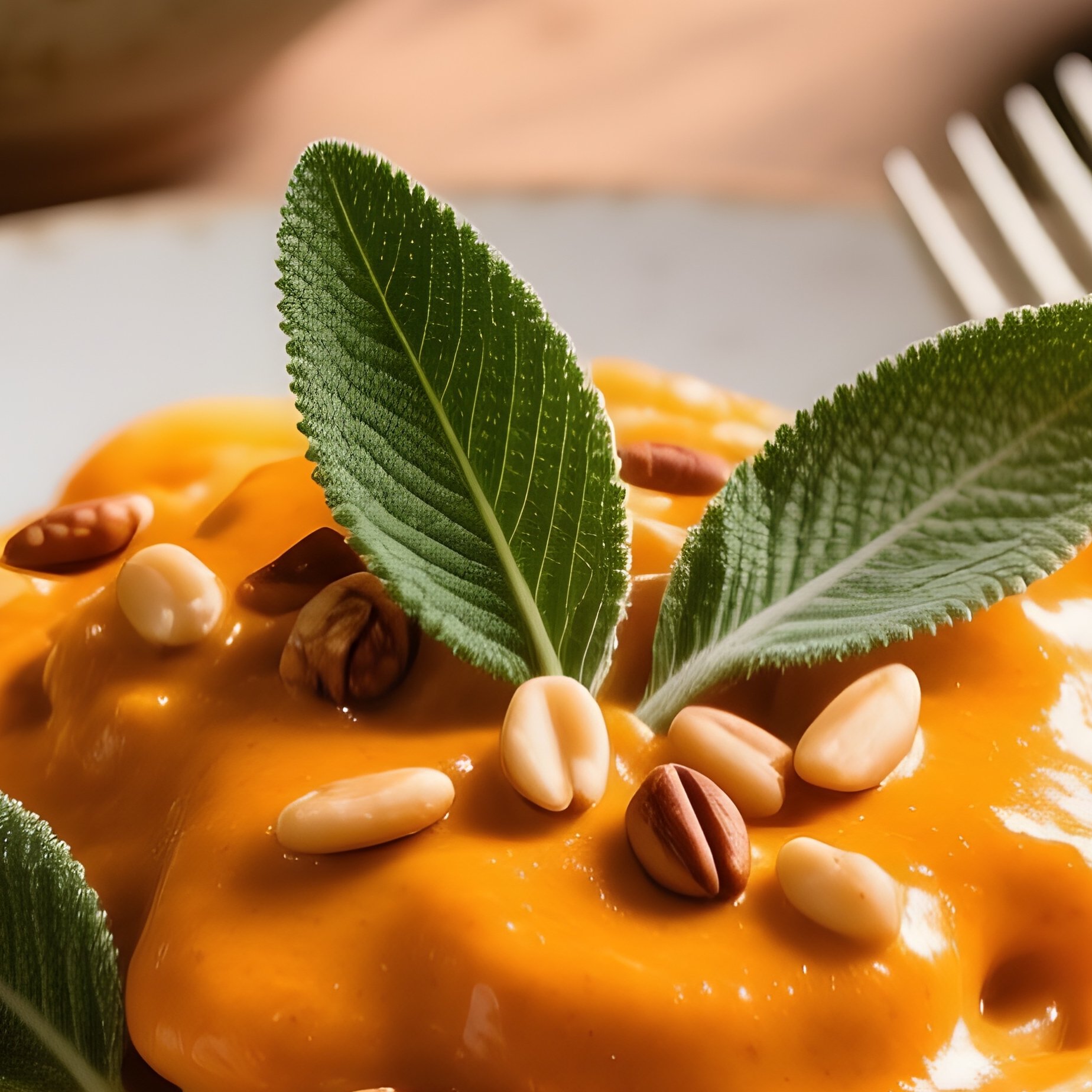 Pasta Con Crema Di Zucca Featuring Pasta Tossed In Smooth Pumpkin Cream And Sage - Full Resolution Quality Preview