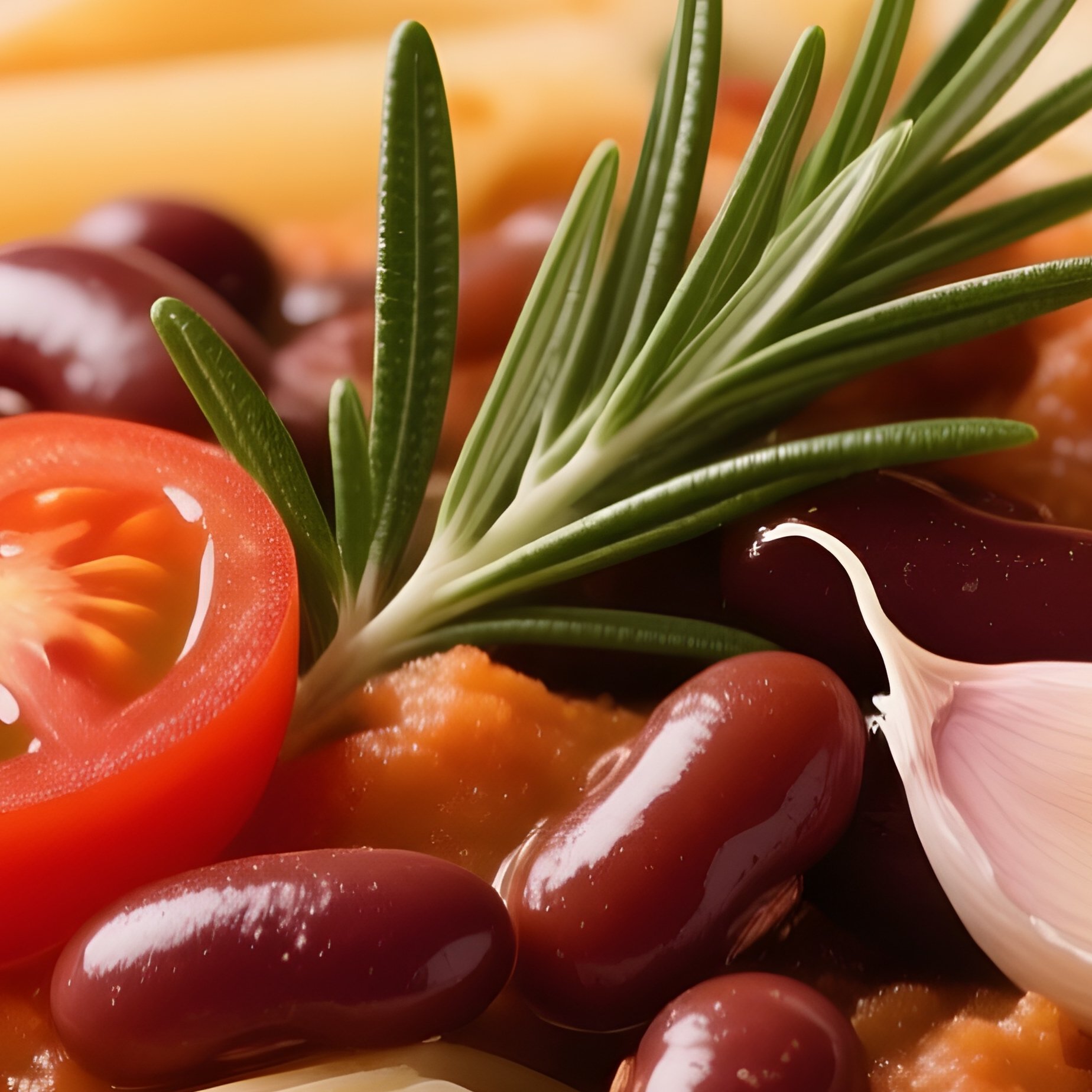 Pasta E Fagioli Combining Short Pasta With Borlotti Beans, Tomato, Garlic, And Rosemary - Full Resolution Quality Preview