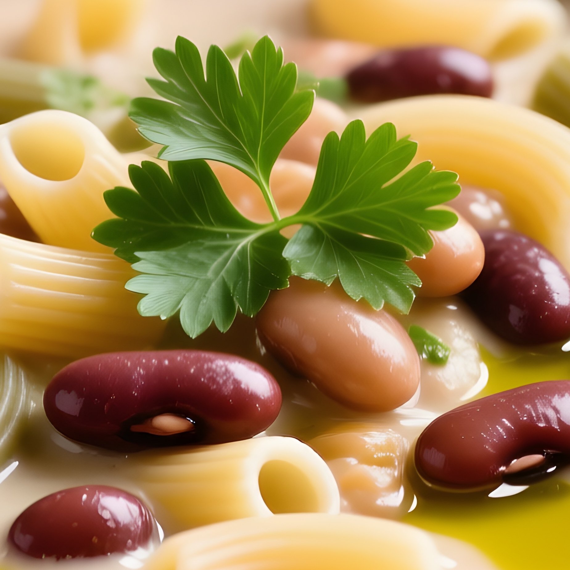 Pasta E Fagioli Thick Soup In Terracotta Bowl - Full Resolution Quality Preview