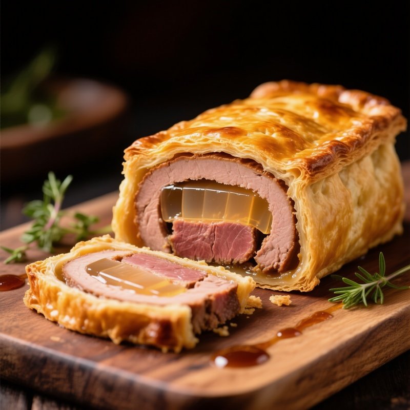 Pate En Croute Slice With Meat And Aspic