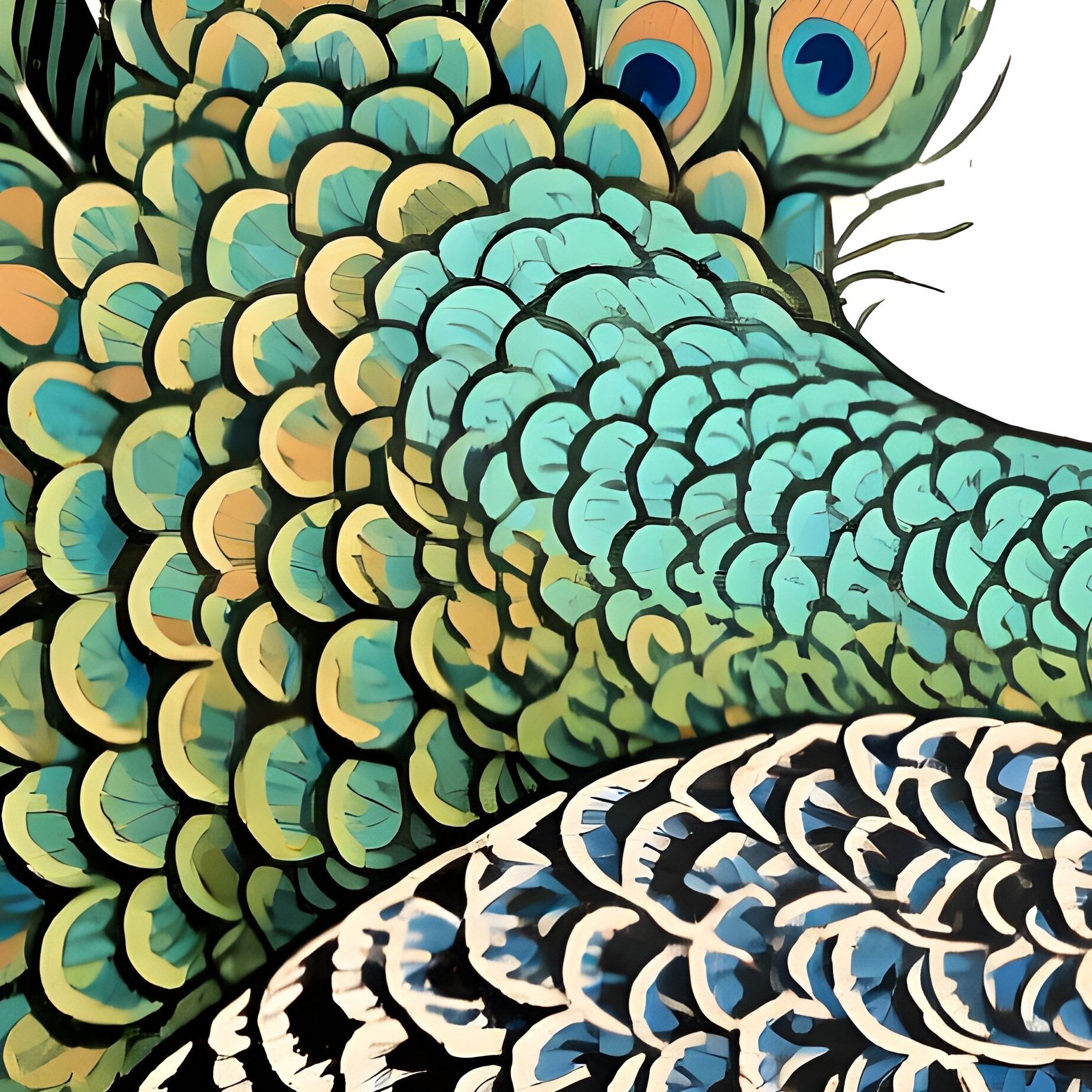 Peacock Illustration - Full Resolution Quality Preview