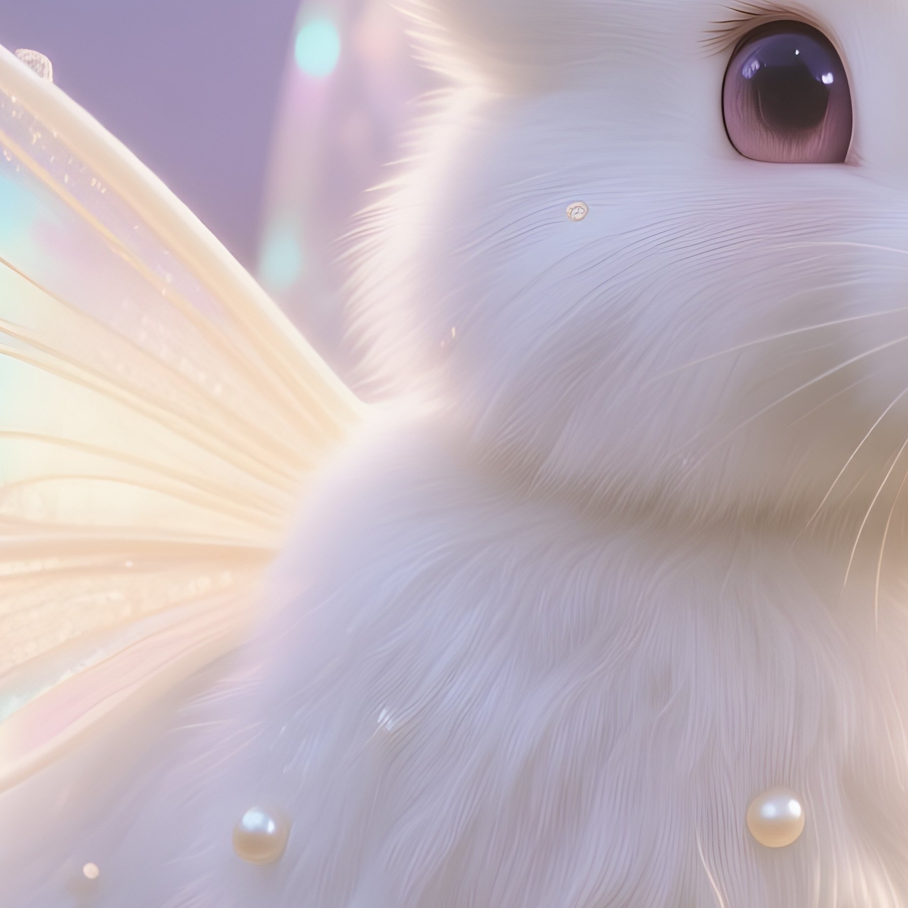 Pearl White Rabbit Fairy With Shimmering Ears - Full Resolution Quality Preview