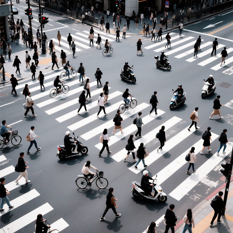 Pedestrians Crossing A Street At A Zebra Crossing Urban Pedestrian