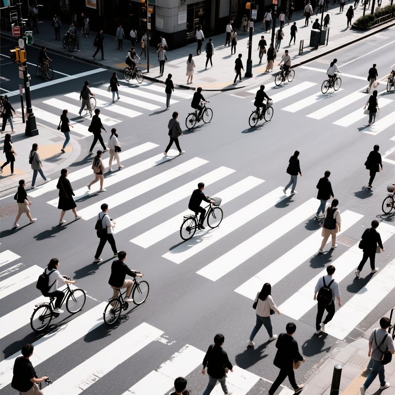 Pedestrians Crossing A Street At A Zebra Crossing Urban Street