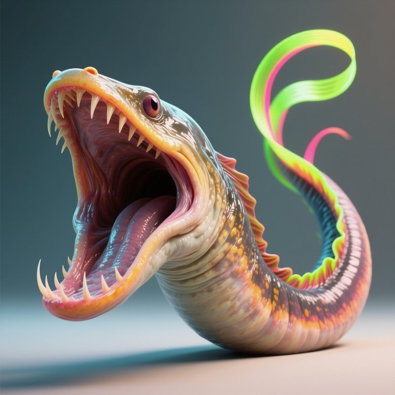 Pelican Eel – Enormous Pouchlike Jaw And Neon Ribbon Tail.