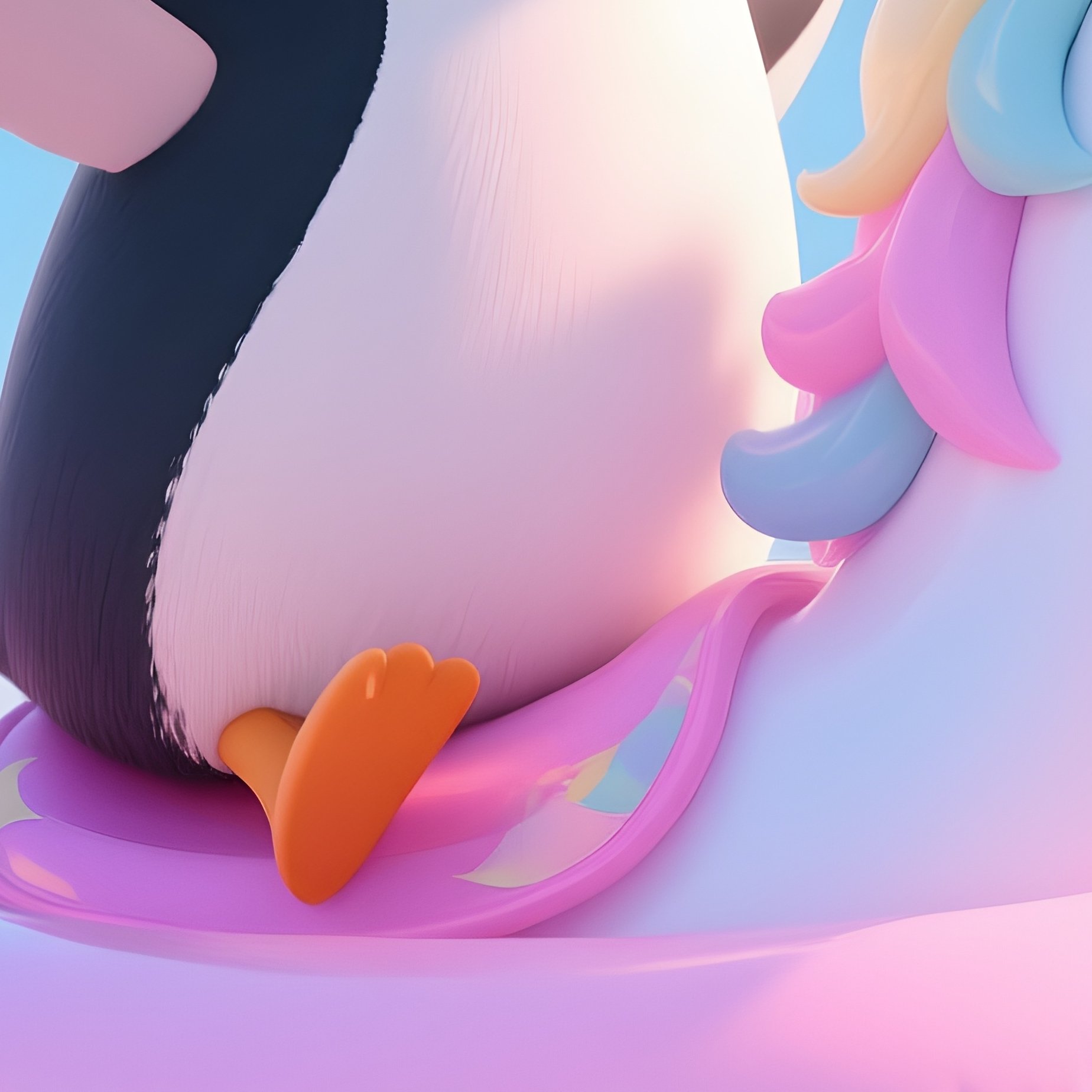 Penguin On Unicorn Floatie Scene - Full Resolution Quality Preview