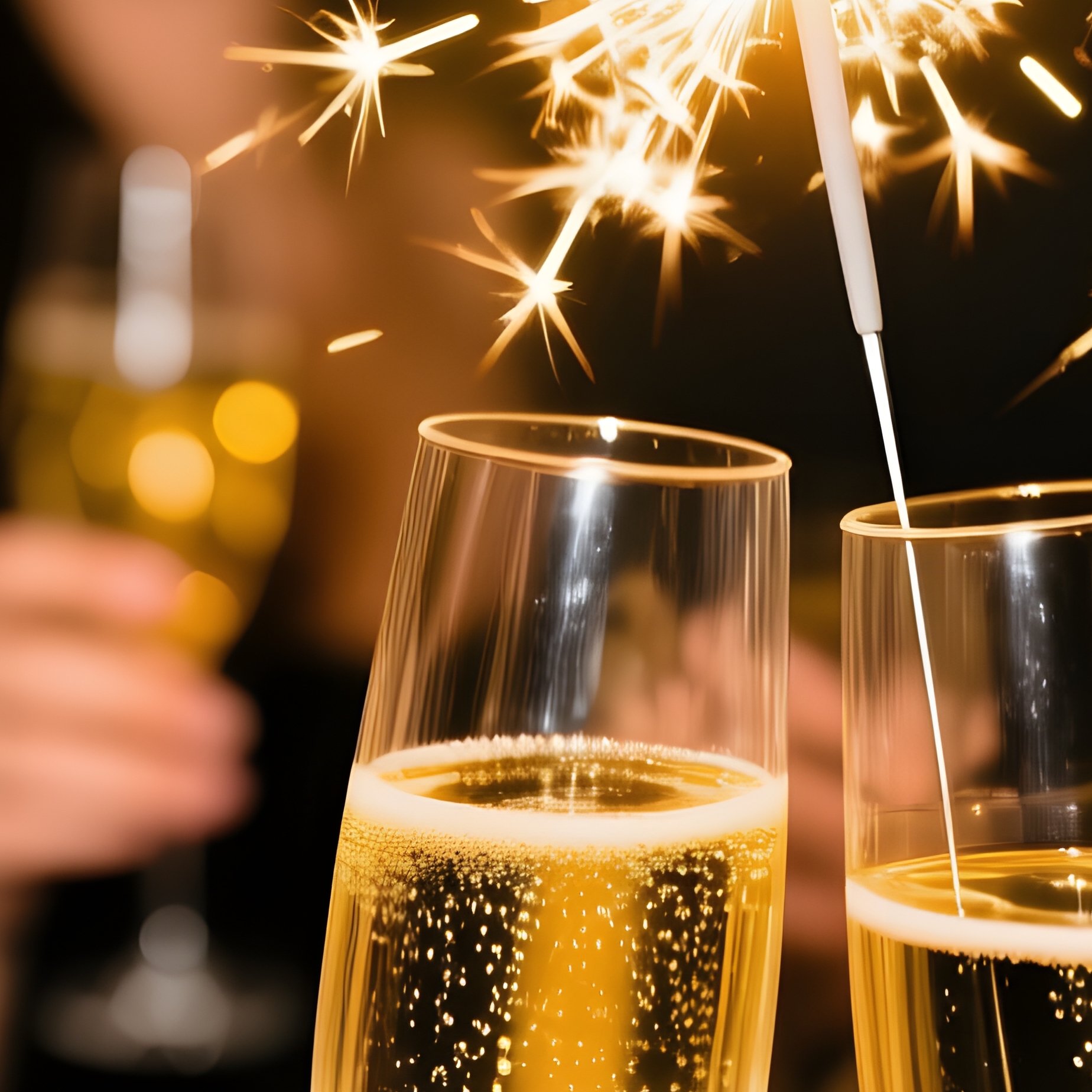 People Celebrating With Sparklers And Champagne Celebration - Full Resolution Quality Preview