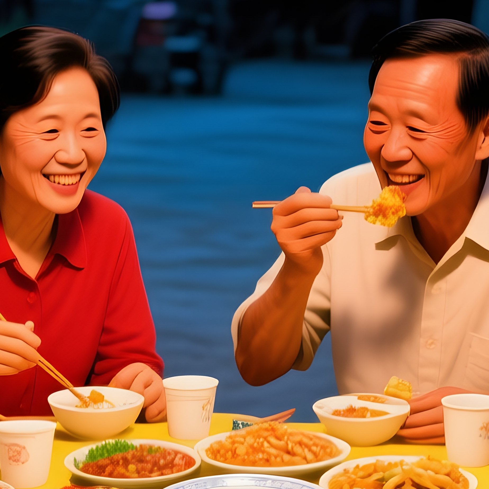 People Gathered Around A Table For A Meal Retro Vintage - Full Resolution Quality Preview