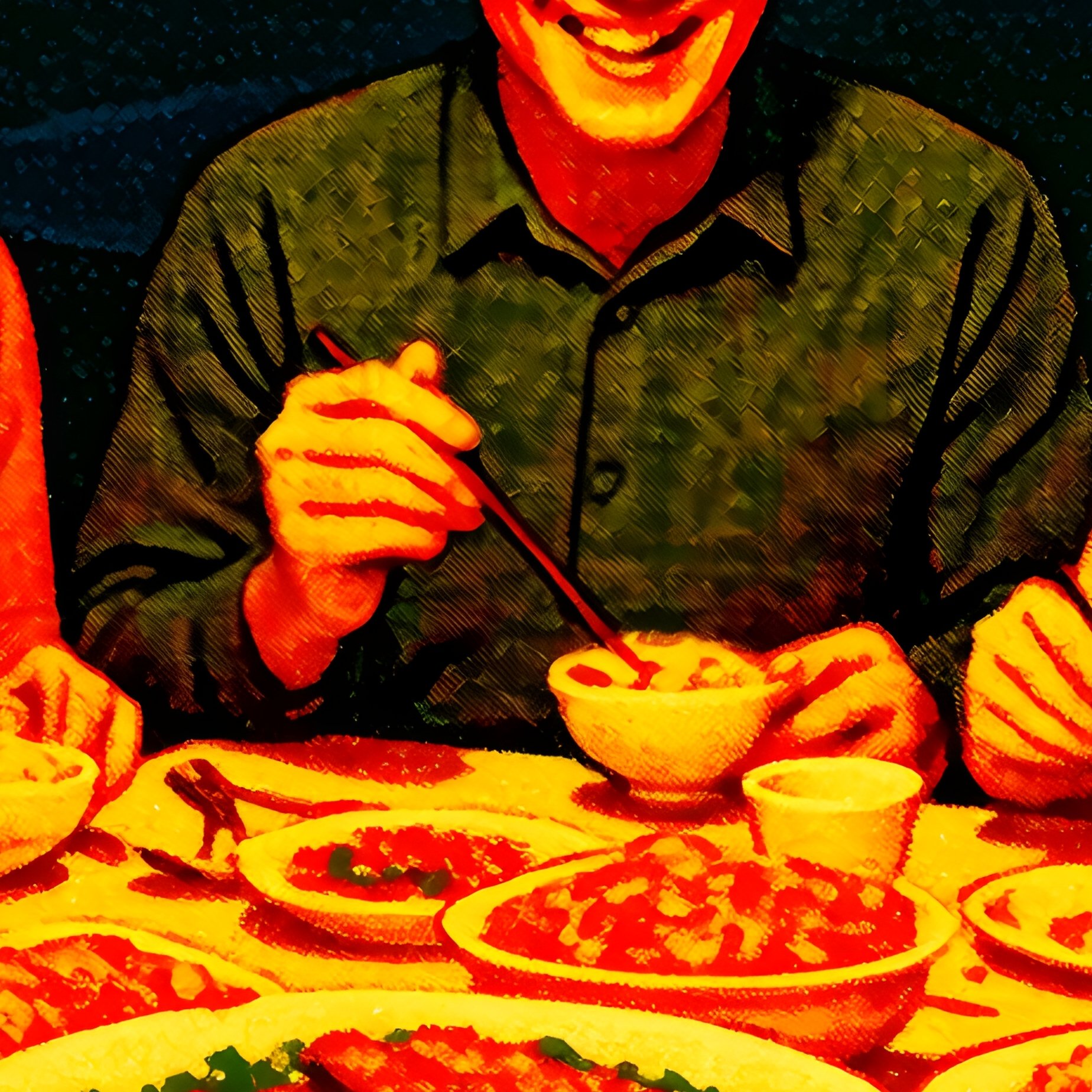 People Gathered Around A Table For A Meal Retro Social Gathering - Full Resolution Quality Preview