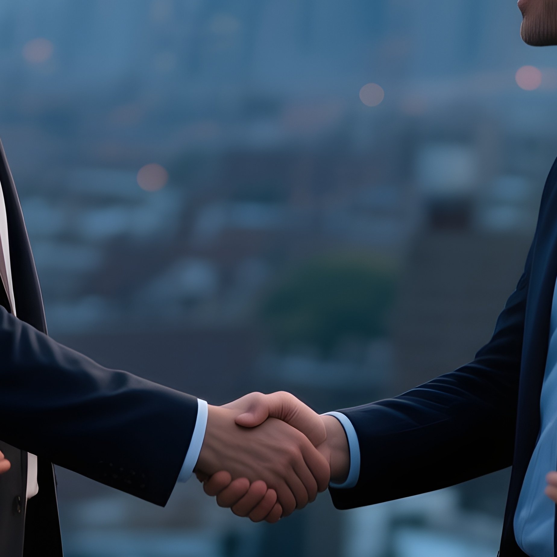 People Shaking Hands On Rooftop Conversation - Full Resolution Quality Preview