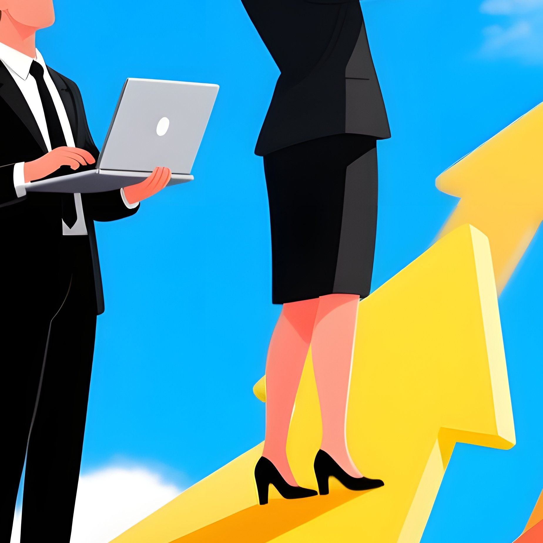 People Standing On Arrows Pointing Upwards Success Growth - Full Resolution Quality Preview