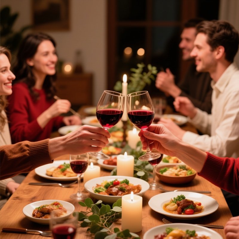 People Toasting At A Dinner Table Dinner Party Social Gathering