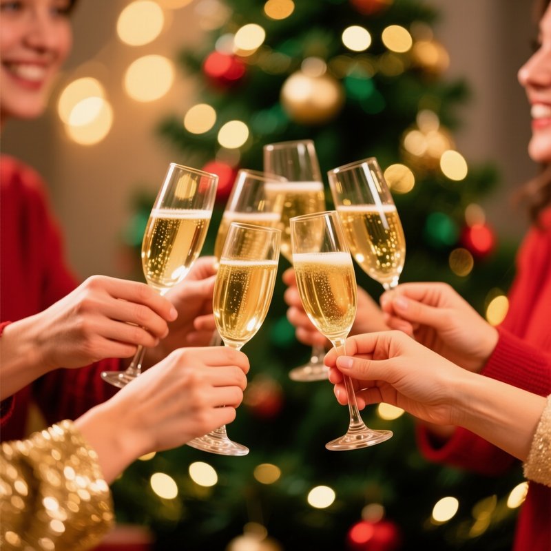 People Toasting Champagne Glasses Celebration Christmas