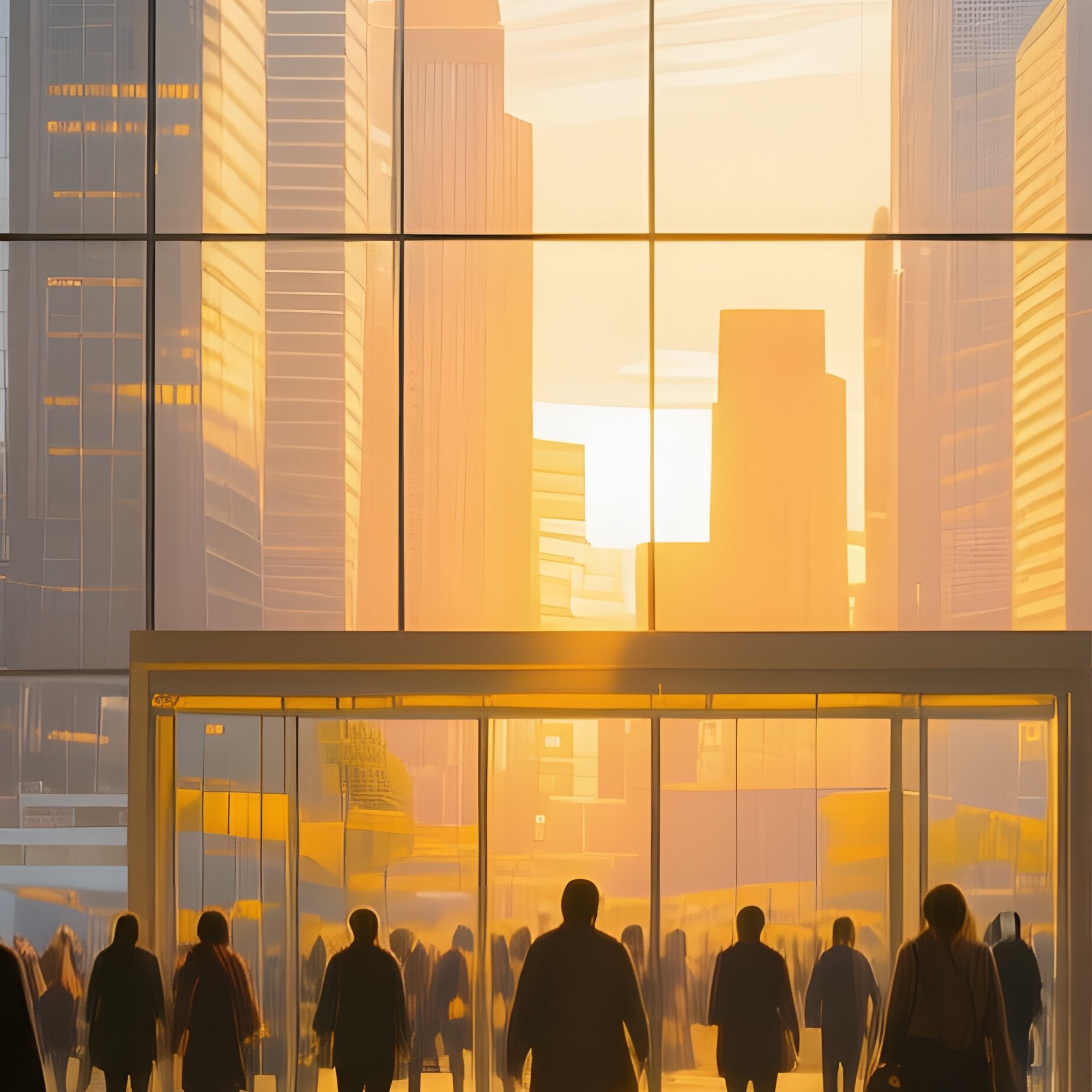 People Walking In A Modern Glass Building Modern Architecture - Full Resolution Quality Preview