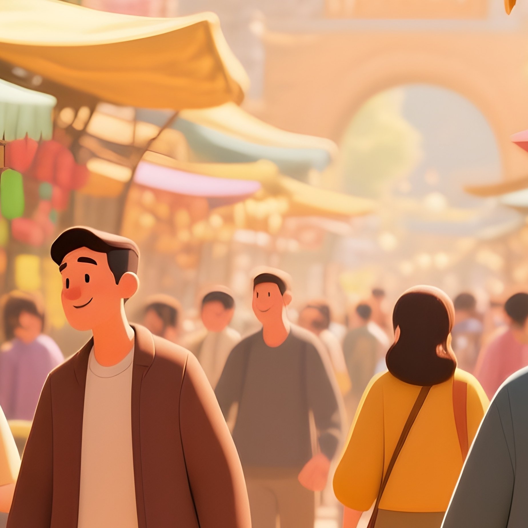 People Walking Through Food Stalls With Candy Roasted Almonds Digital Art - Full Resolution Quality Preview