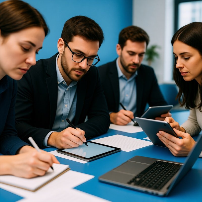 People Working At A Desk Work Collaboration