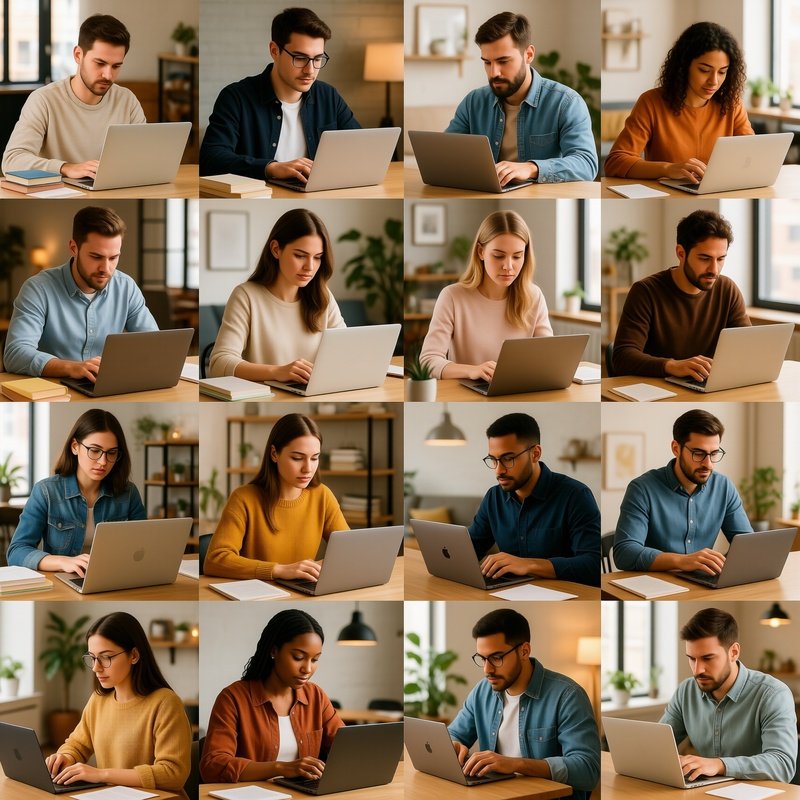 People Working On Laptops In Various Settings Work Productivity