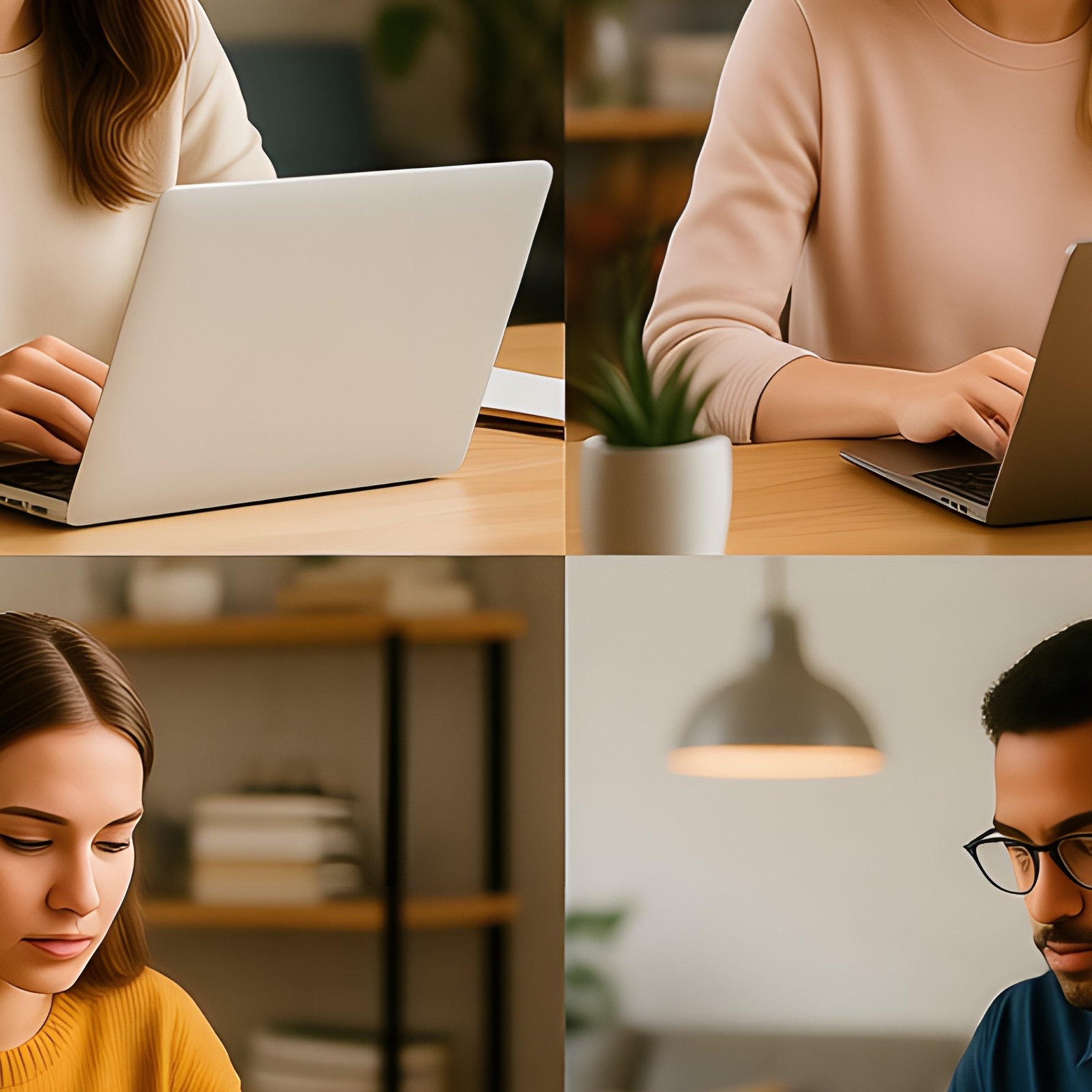 People Working On Laptops In Various Settings Work Productivity - Full Resolution Quality Preview