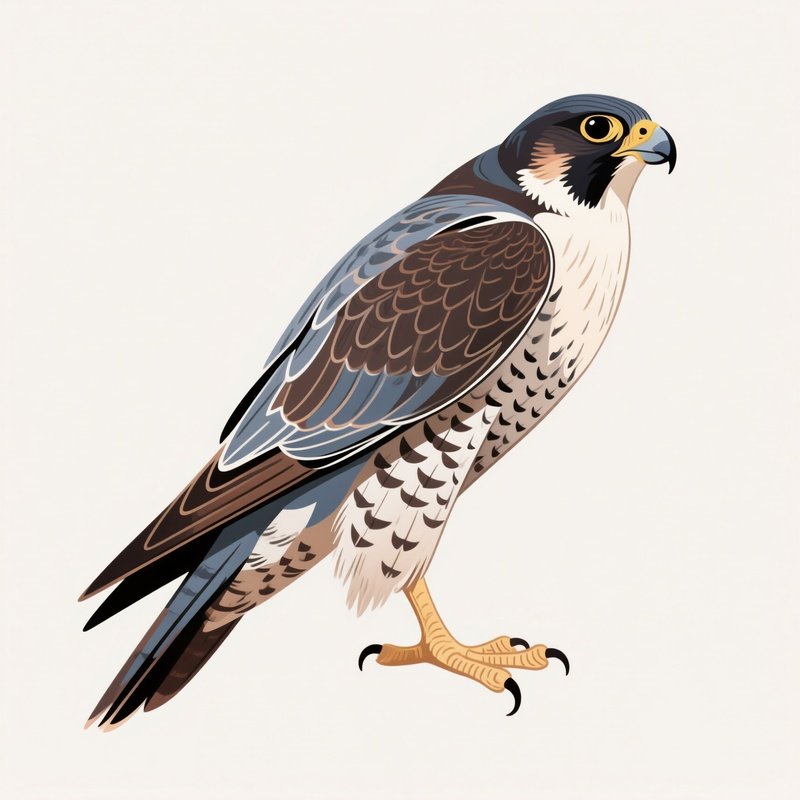 Peregrine Falcon Balancing On Foot Illustration