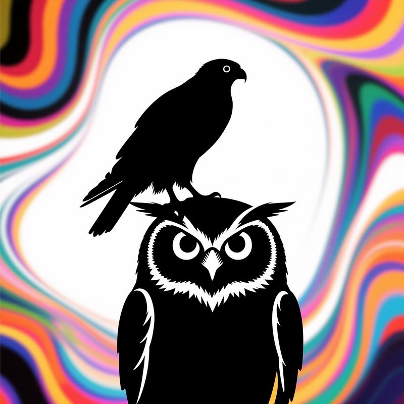 Peregrine Falcon Harmony With Another Bird Abstract Art