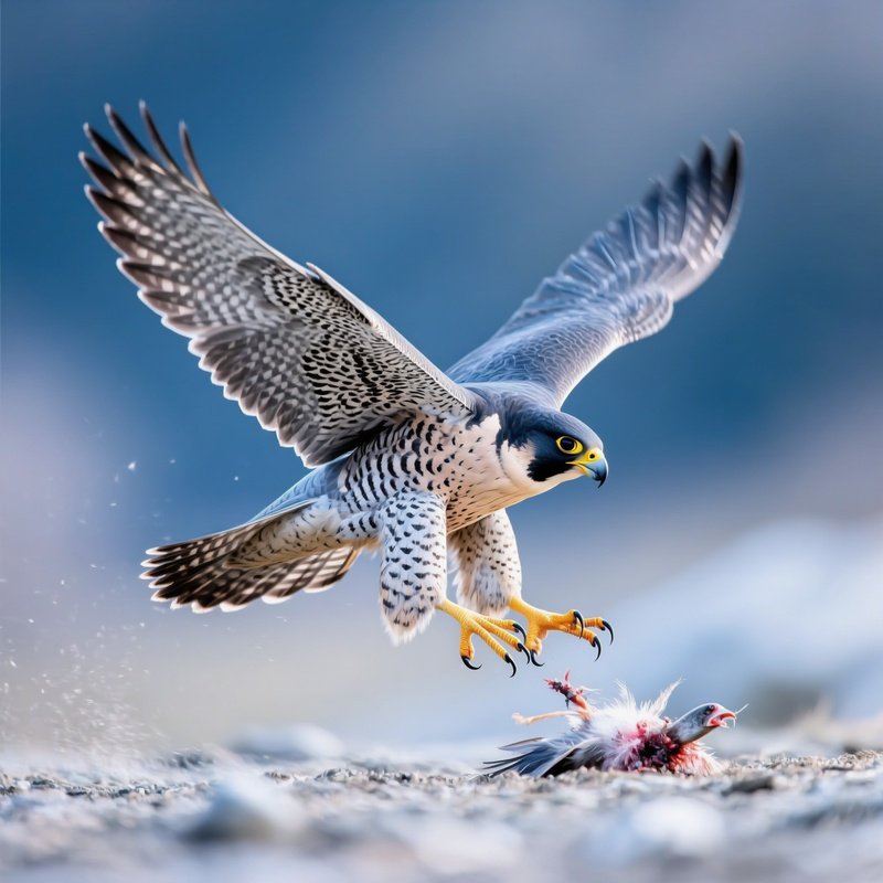 Peregrine Falcon Hunting Scene