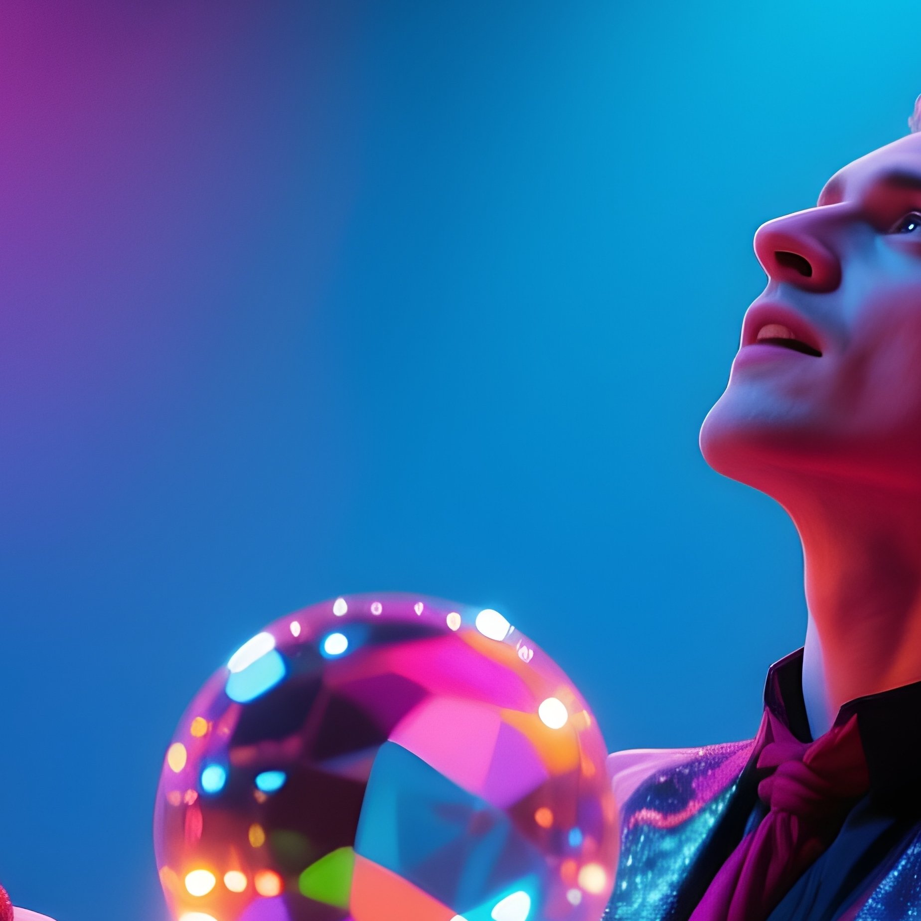 Performer Juggling Crystal Balls Reflect Circus Lights - Full Resolution Quality Preview